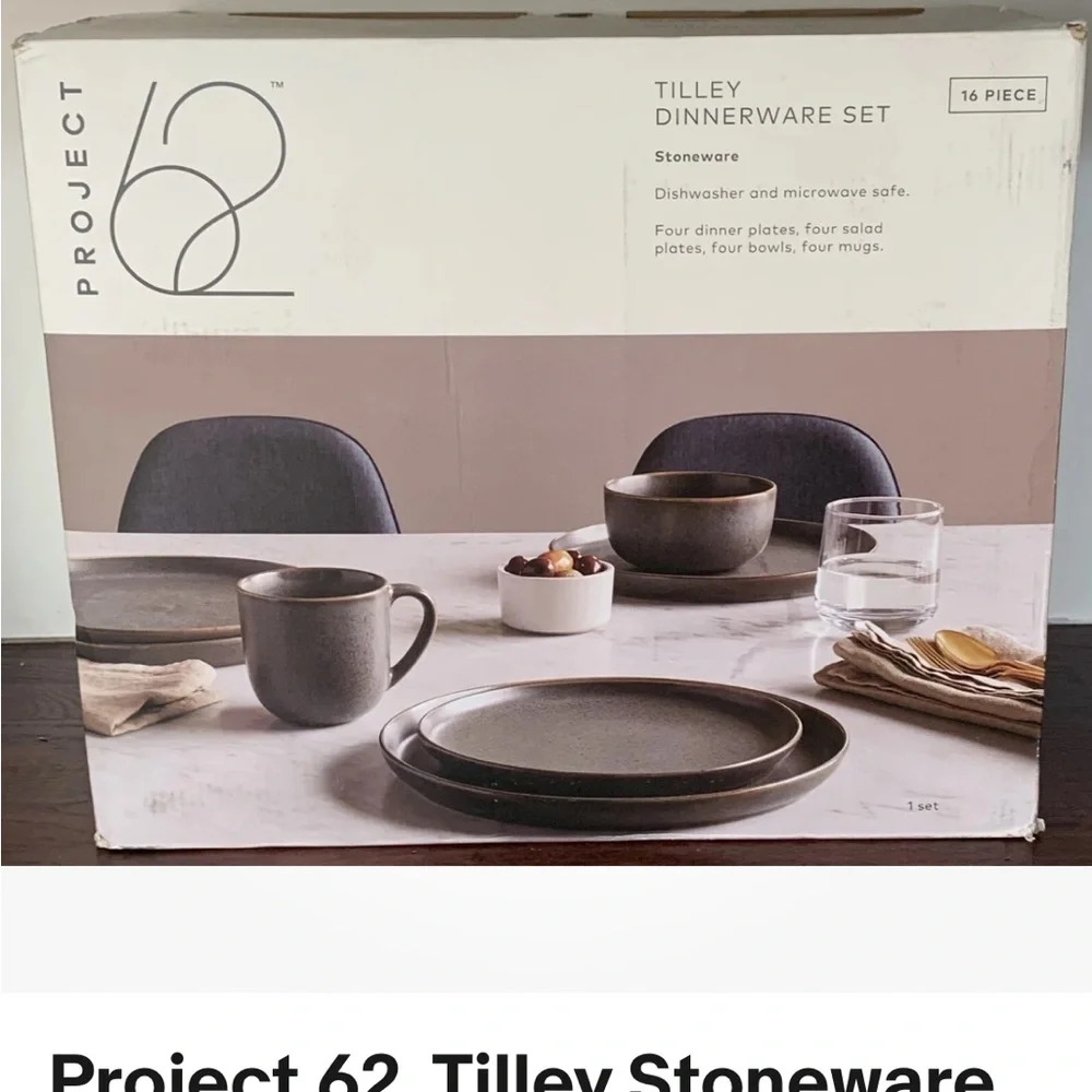Set of 4 Project 62 Tilley Stoneware Dinner Plates grey/gray stoneware_8